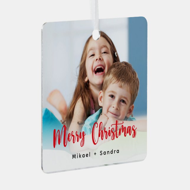 Adorno Metálico Personalización de dos caras Foto Navidades rojos (Anverso Derecho)