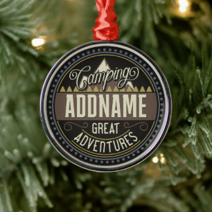 Adorno Metálico Personalizado AGREGAR NOMBRE Familia Camping Reuni