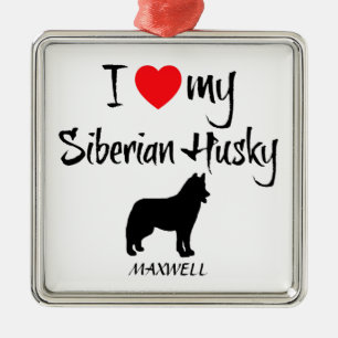 Adorno Metálico Personalizado, amo a mi Husky Siberiano