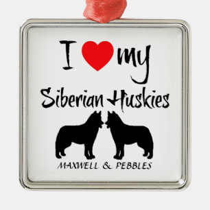 Adorno Metálico Personalizado, amo a mis Huskies siberianos
