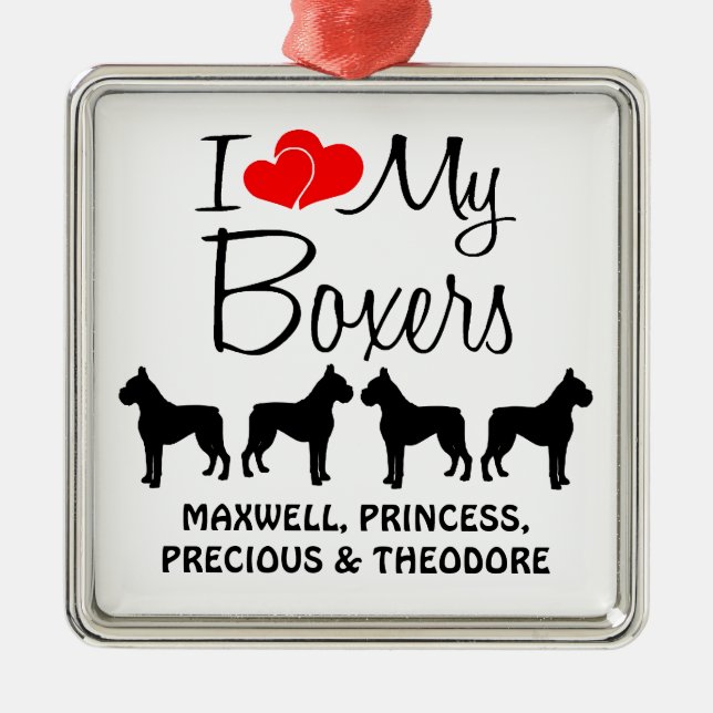 Adorno Metálico Personalizado Amo Mis Cuatro Boxeadores (Frente)