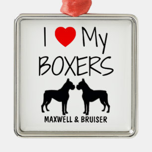 Adorno Metálico Personalizado Amo Mis Dos Boxeadores
