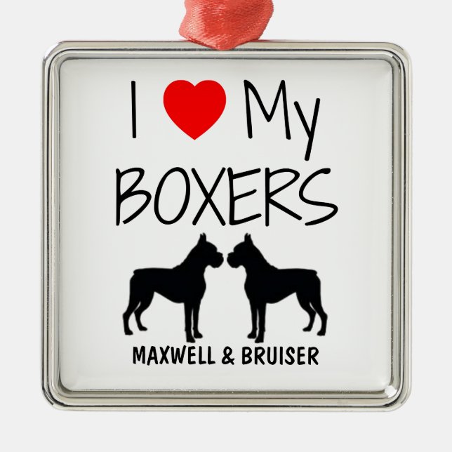 Adorno Metálico Personalizado Amo Mis Dos Boxeadores (Frente)