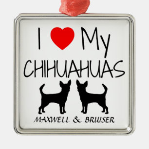 Adorno Metálico Personalizado Amo Mis Dos Perros Chihuahua