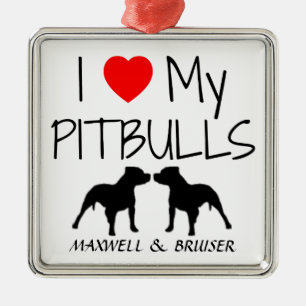 Adorno Metálico Personalizado Amo Mis Pitbulls