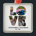 Adorno Metálico Personalizado amor moderno 4 collage de fotos para<br><div class="desc">Collage de fotos de amor moderno personalizado para parejas. Personalice esta plantilla de diseño única con sus fotos, nombres y fechas. Foto de amor, moderna, simple, novio, collage de fotos, crear tu propia foto, fotografía, pareja, keepsake, esposa, día de San Valentín, novia, esposo, para entonces, para parejas, para ella, aniversario...</div>