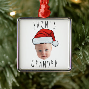 Adorno Metálico Personalizado Baby Face Santa Hat Navidad Foto