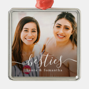 Adorno Metálico Personalizado Besties Names Photo