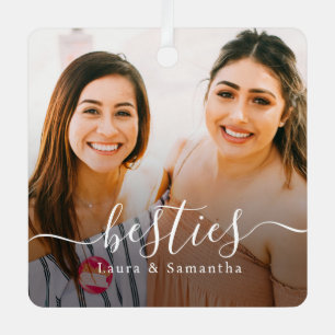 Adorno Metálico Personalizado Besties Names Photo