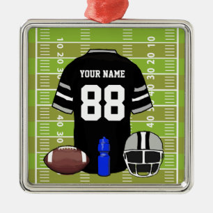 Adorno Metálico Personalizado Black and Grey Football Jersey en el