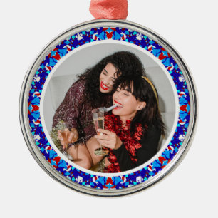 Adorno Metálico Personalizado Blue Merry Christmas Happy Winter Ph