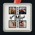 Adorno Metálico Personalizado Bono moderno papá Stepdad 4 Collage<br><div class="desc">Personalizado Bono Moderno Papá Esteban 4 Collages de fotos. Crea tu propio regalo de día único para los padres para padrastro con tus fotos y monograma inicial.</div>