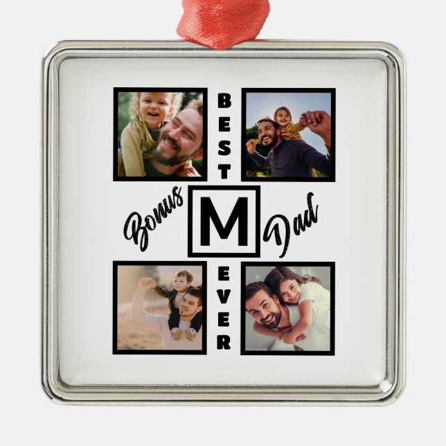 Adorno Metálico Personalizado Bono moderno papá Stepdad 4 Collage  (Frente)