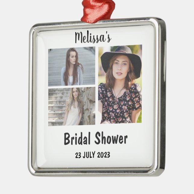 Adorno Metálico Personalizado Bridal Shower 3 Collage de fotos (Izquierda)