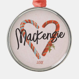 Adorno Metálico Personalizado Candy Cane Navidades de nombre cardí