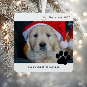 Adorno Metálico Personalizado con la primera Navidad de los perros