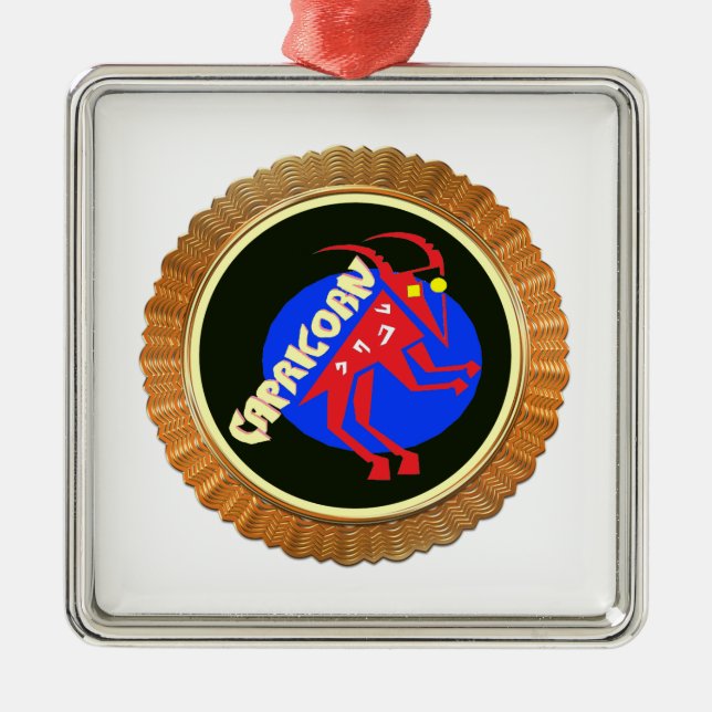 Adorno Metálico Personalizado de Capricornio Diseño de astrología  (Frente)