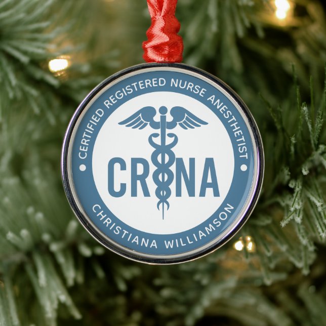 Adorno Metálico Personalizado de la CRNA Certificado de enfermero  (Árbol)