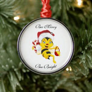 Adorno Metálico Personalizado de Navidad de Bee Merry