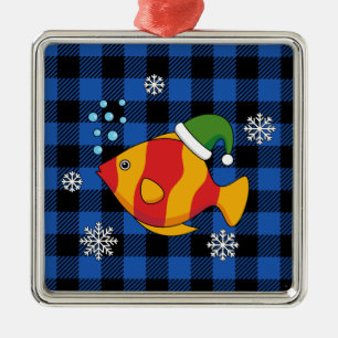 Adorno Metálico Personalizado de peces tropicales de Navidad en pa