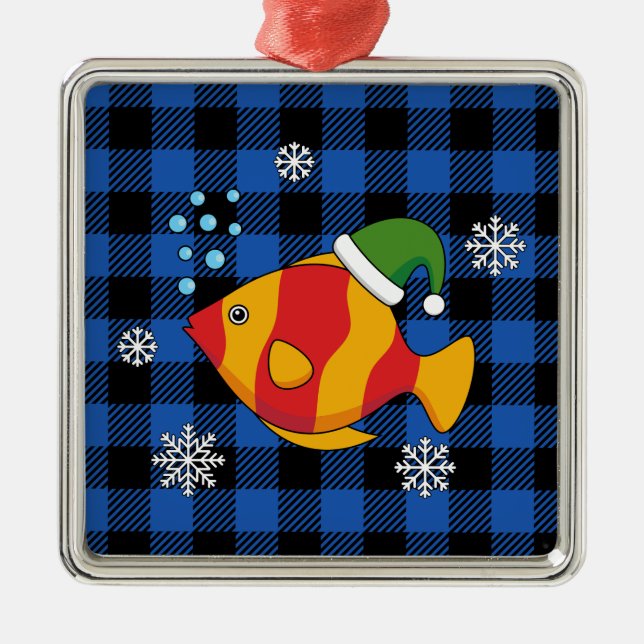 Adorno Metálico Personalizado de peces tropicales de Navidad en pa (Frente)