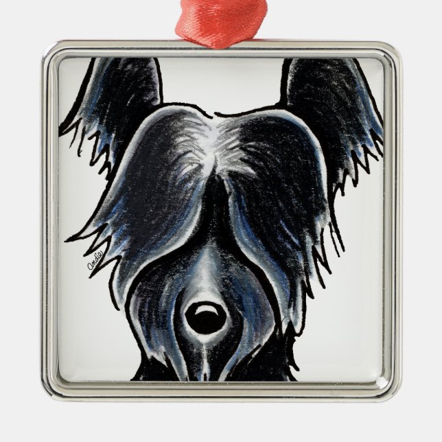 Adorno Metálico Personalizado de retrato de Black Skye Terrier (Frente)
