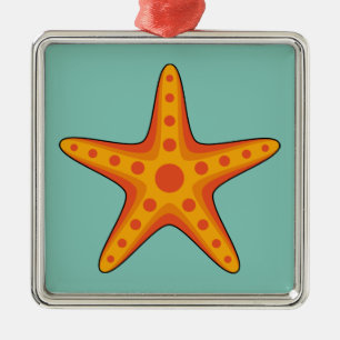 Adorno Metálico Personalizado de Starfish Naranja Cute