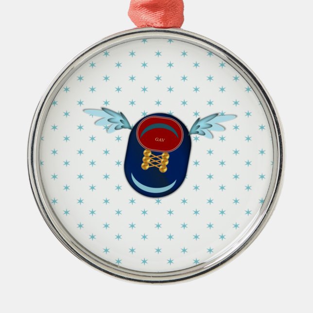 Adorno Metálico Personalizado de zapatos alados y estrellas (Frente)