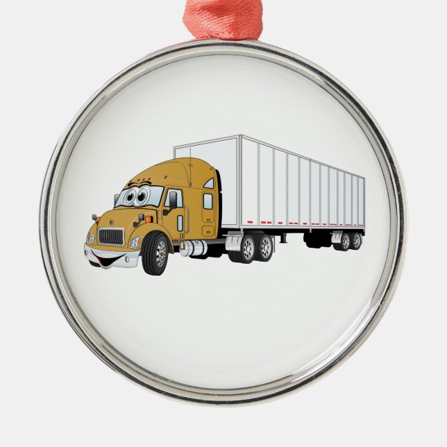 Adorno Metálico Personalizado del remolque blanco Semi Truck Gold (Frente)