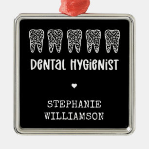 Adorno Metálico Personalizado Dental Hygienist Leoparst Print Teet