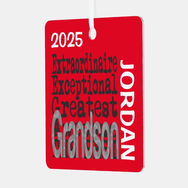 Adorno Metálico Personalizado Extraordinaire de Grandson (Anverso Izquierdo )