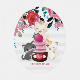Adorno Metálico Personalizado floral caprichoso Gatos Cubierta de 