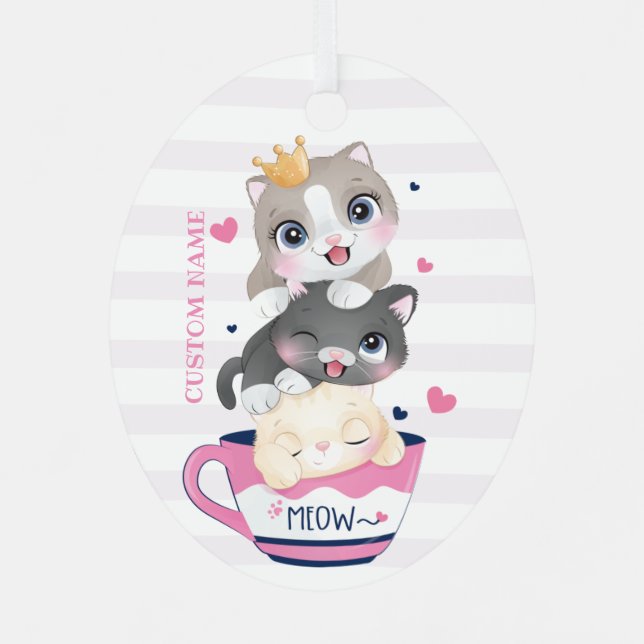 Adorno Metálico Personalizado floral caprichoso Gatos Cubierta de  (Reverso )