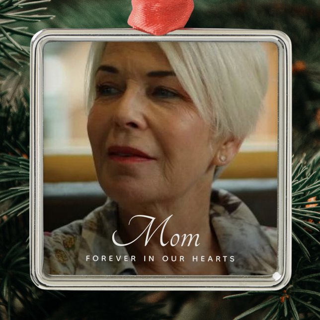 Adorno Metálico Personalizado Foto Homenaje conmemorativo personal (Mom Photo Memorial Ornament)