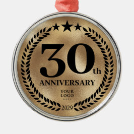 Adorno Metálico Personalizado Gold 30 años Navidades de negocios