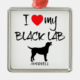 Adorno Metálico Personalizado I Love My Black Lab