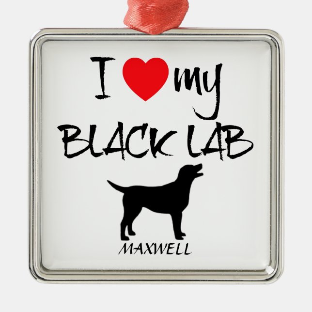 Adorno Metálico Personalizado I Love My Black Lab (Frente)