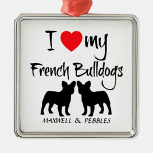 Adorno Metálico Personalizado I Love My French Bulldog
