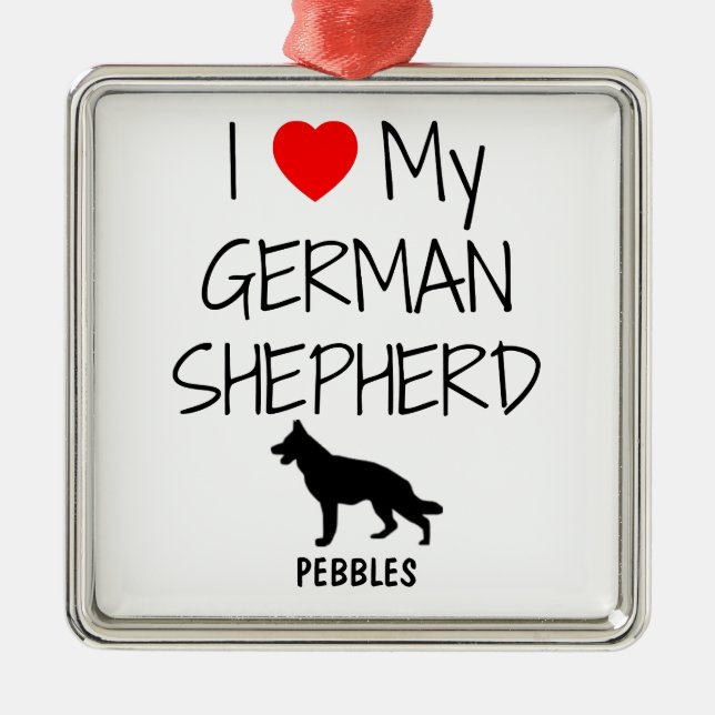 Adorno Metálico Personalizado I Love My German Shepherd (Frente)
