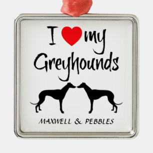 Adorno Metálico Personalizado I Love My Greyhound Dogs