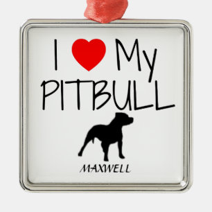 Adorno Metálico Personalizado I Love My Pitbull