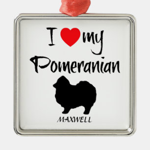 Adorno Metálico Personalizado I Love My Pomeranian