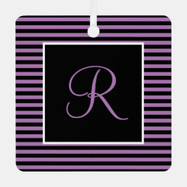 Adorno Metálico Personalizado Inicial Morado y Negro Rayado