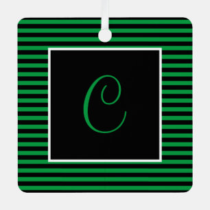 Adorno Metálico Personalizado inicial verde y negro rayado