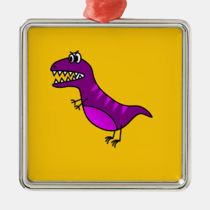Adorno Metálico Personalizado lindo enojado de dinosaurio morado