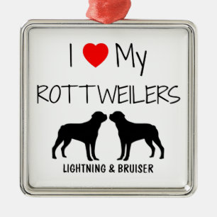 Adorno Metálico Personalizado Me Encanta Mis Dos Rottweilers