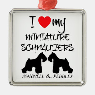 Adorno Metálico Personalizado Me Encanta Mis Schnauzers en miniatu