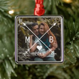 Adorno Metálico Personalizado Monogrammed Love Heart Arrows 2023