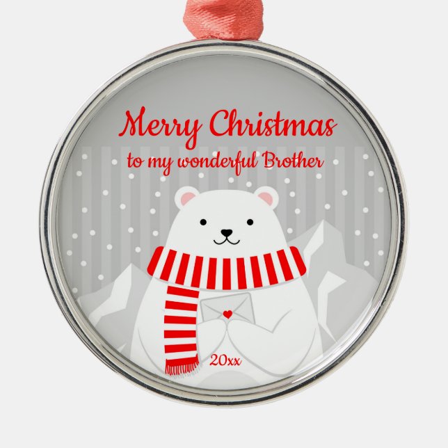 Adorno Metálico Personalizado Navidades con citas, hermano polar c (Frente)