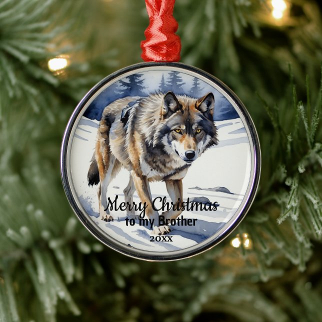 Adorno Metálico Personalizado Navidades con citas Wolf Animal Brot (Árbol)